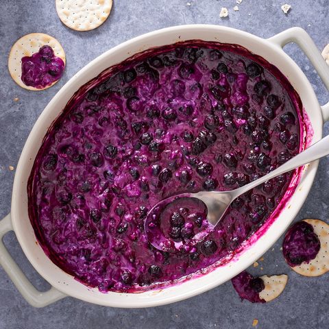 baked feta and blueberries