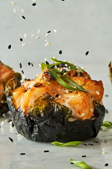Baked Salmon Sushi Cups baked salmon sushi cups sprinkled with sesame seeds