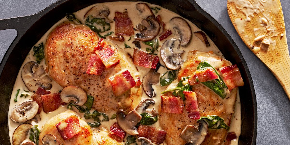 creamy balsamic chicken with bacon and mushrooms