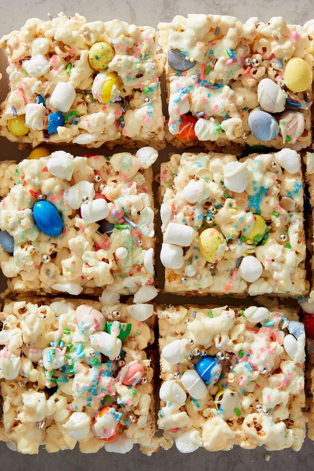 easter bunny popcorn bars with marshmallow sprinkles cadbury egg