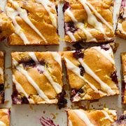 lemon blueberry blondies with a lemon drizzle glaze