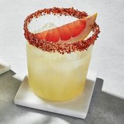 mezcal margarita with chili salt rim