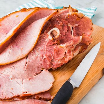 spiral ham sliced with bourbon glaze