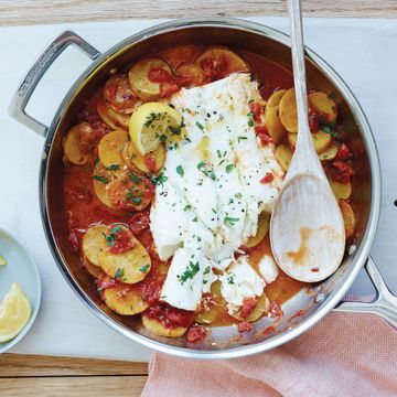 Cod with Garlicky Tomatoes and Potatoes Horizontal